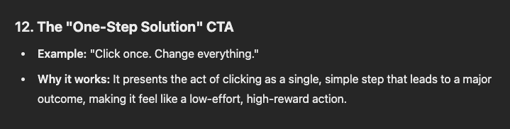 ChatGPT CTA example called "One Step Solution"